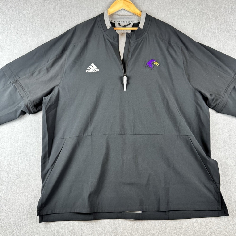 Adidas Baseball Ravens Pullover Jacket‎ 2XL Removable Sleeves Black Embroidered